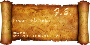 Fodor Sándor névjegykártya